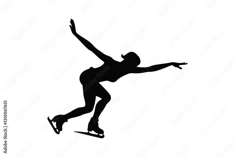 Graceful Ice Skater Silhouette in Motion Graceful Ice Skater Silhouette in Motion