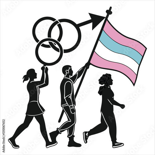 silhouette International Day Against Homophobia, Transphobia and Biphobia on white background