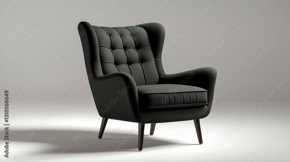 Modern Black Wingback Armchair Button Tufted Design Modern Black Wingback Armchair Button Tufted Design