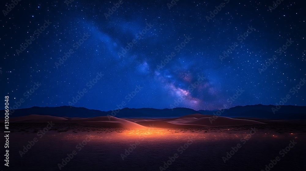 Desert Sands Illuminated Underneath A Starry Night Sky Desert Sands Illuminated Underneath A Starry Night Sky
