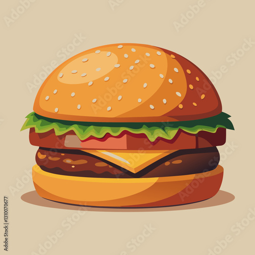 Close-up of a sesame seed bun with fresh lettuce on a neutral background