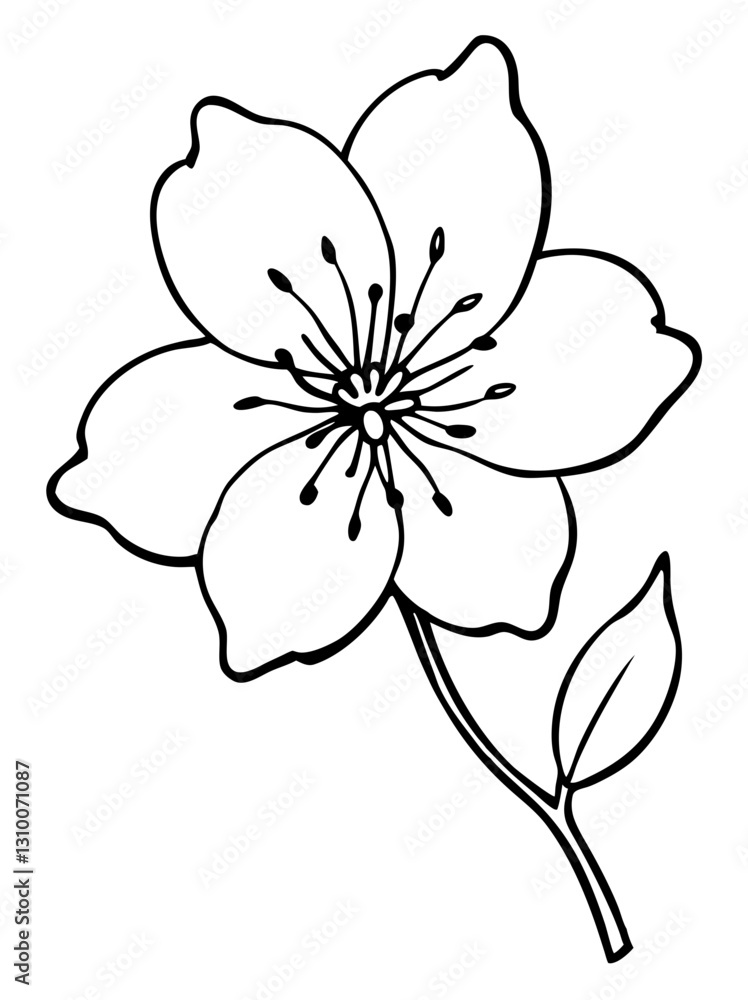 Fototapeta premium Delicate cherry blossom branch against a minimalist white backdrop