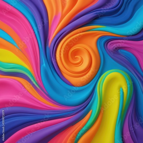 Digital Painting of a Colorful Swirl