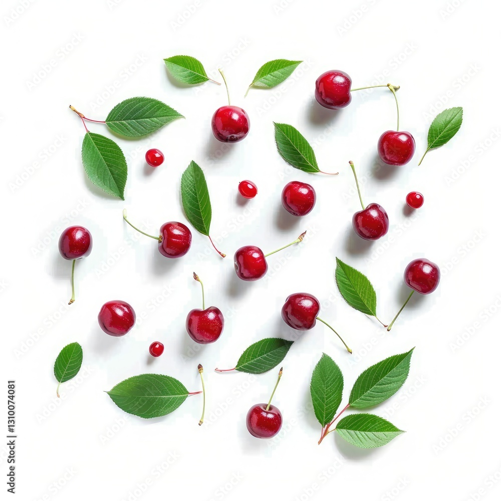 red cherry with leaves red cherry with leaves
