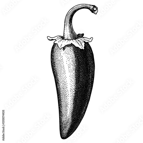 Intricate engraved illustration of a jalapeno pepper exuding artistry and adding flair to culinary designs