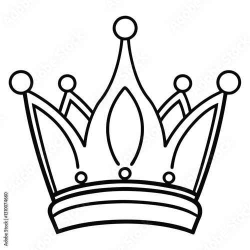 Simple crown icon in black outline, Minimalist black outline of a crown with a central jewel, representing royalty, leadership, and elegance in a straightforward design.