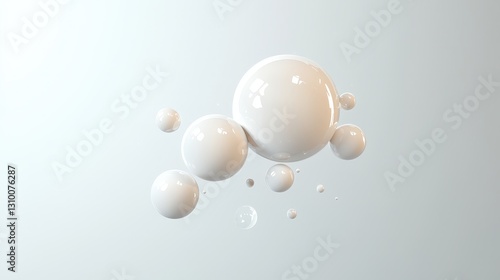Wallpaper Mural Abstract 3D rendering of white spheres floating against a light gray background. Torontodigital.ca