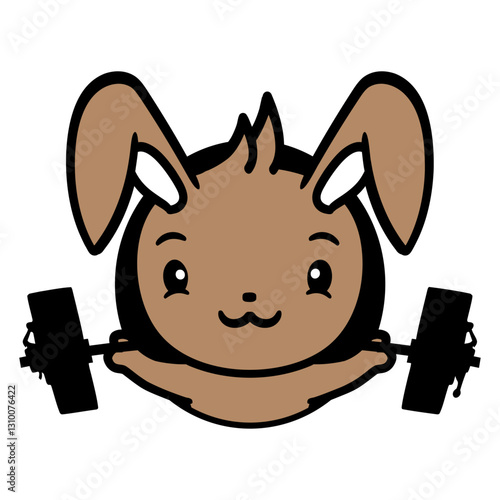 Bunny Bodybuilder Gym Muscles Strong Fitness Weigh Design Lover Art Vector Illustration Card T-Shirt Poster Sticker Graphic Print Decorative Drawing Isolated Logo Decoration Symbol Creative Cool Style