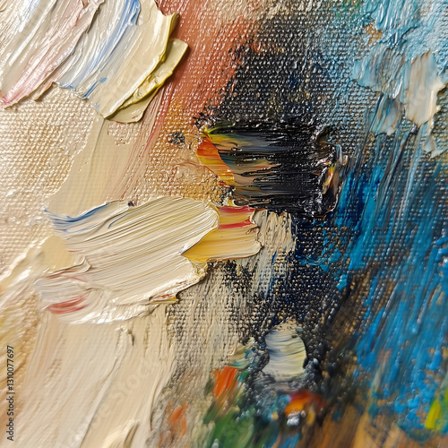 Detailed Micro Photograph of an Impressionist Oil Painting photo