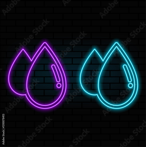 Glowing neon line Water drop icon isolated on black background. Colorful contour concept. Vector illustration