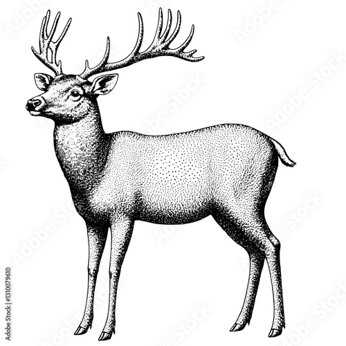 Detailed engraving of a majestic deer showcasing exquisite features and intricate detail for tattoo inspiration