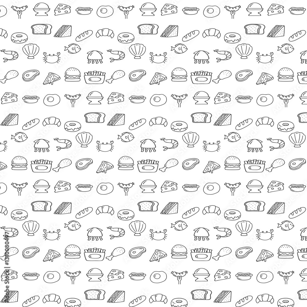 Monochrome Bread and Pastry Sketch seamless pattern Monochrome Bread and Pastry Sketch seamless pattern