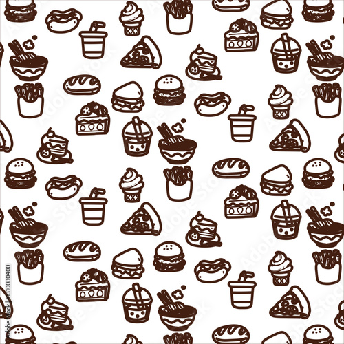seamless pattern with coffee and sweets