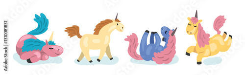 Funny Unicorn Mythological and Magical Creature Vector Set