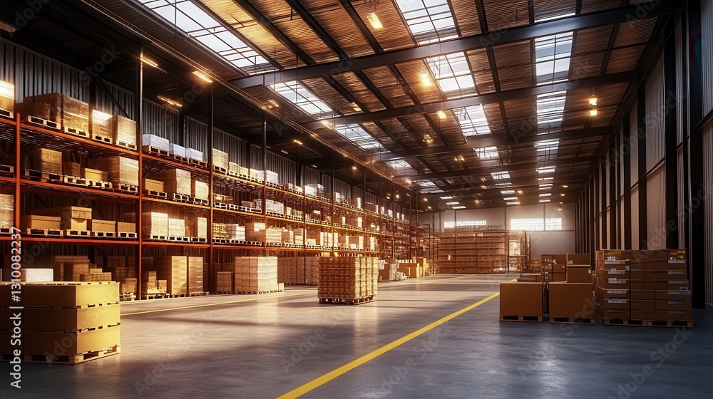 Large-scale industrial storage center with elevated shelving.