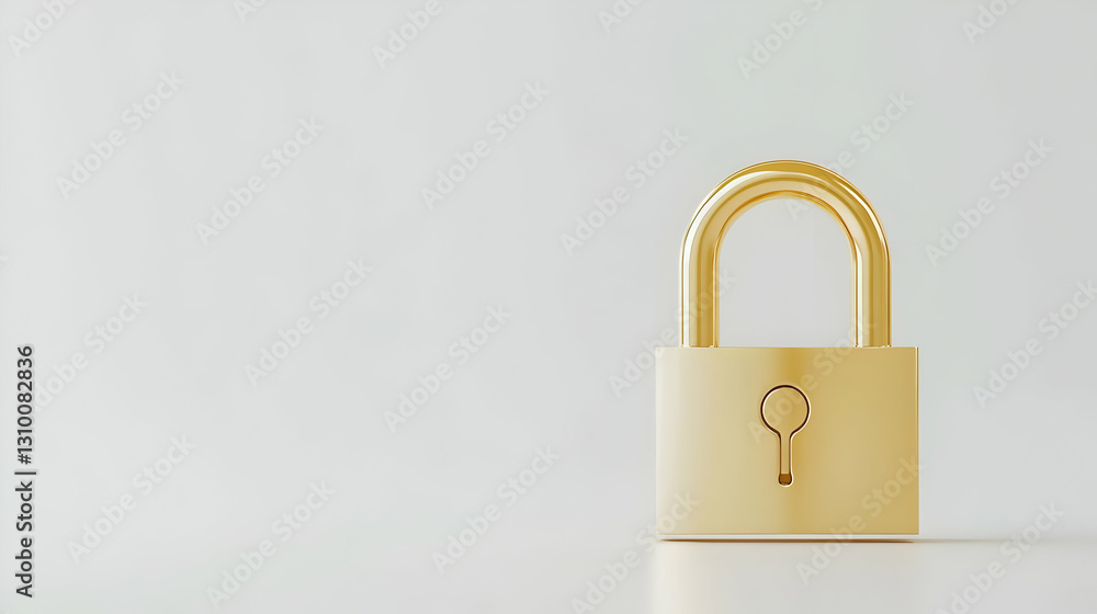 Naklejka premium Golden Padlock on White Background Symbolizing Security and Protection