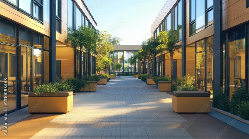 Exterior view of a multi-office setup highlighting pod-style configurations.