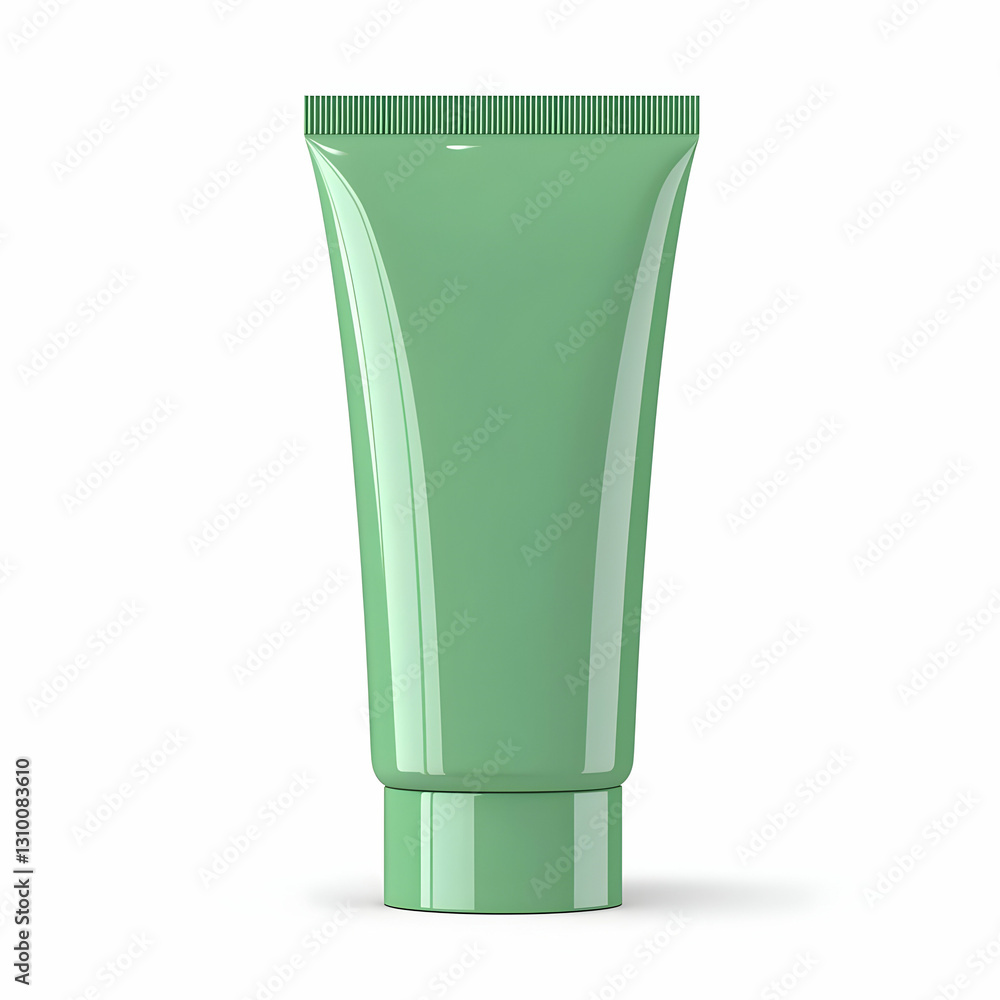 Green Cosmetic Tube for Cream, Lotion, or Gel Products on White Background Green Cosmetic Tube for Cream, Lotion, or Gel Products on White Background