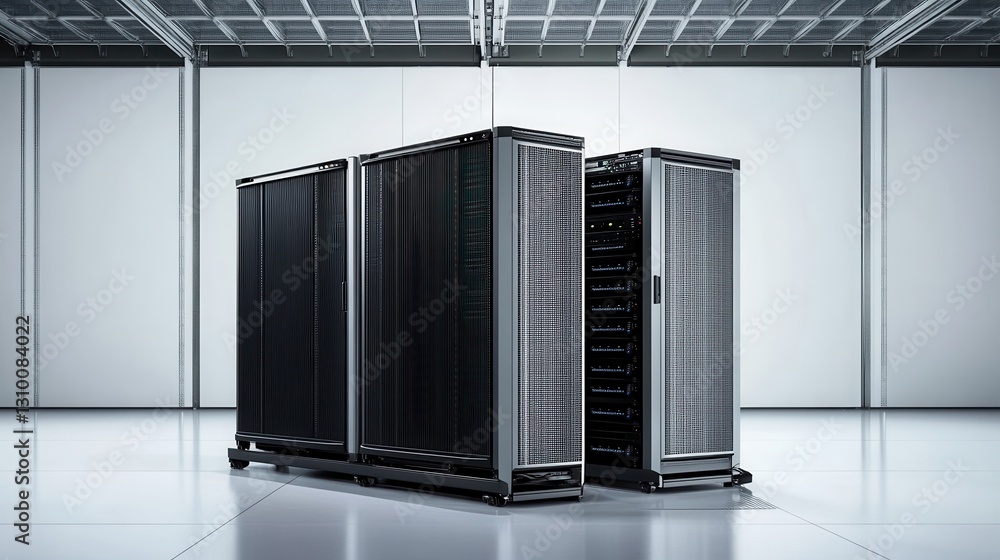 Three large servers showcased against a clean white backdrop.