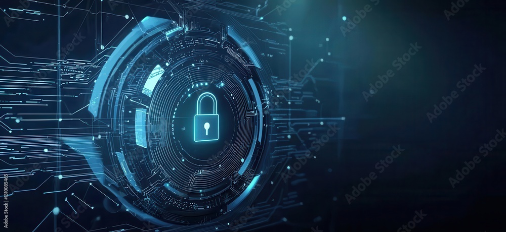 Cyber protection banner focused on information security.