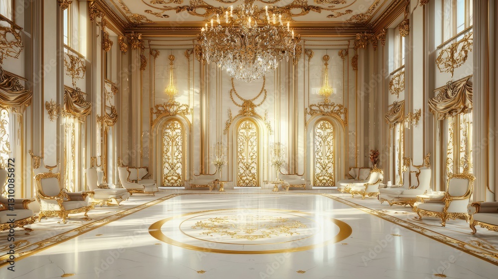 Elegant White Hall with Luxurious Furnishings