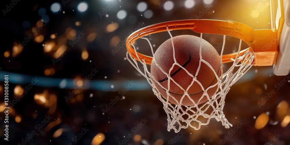 Eye-catching basketball tournament banner featuring a ball.