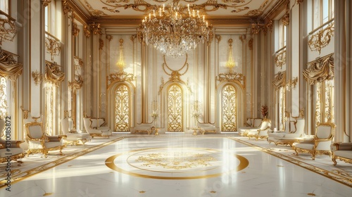 Obraz na płótnie Elegant White Hall with Luxurious Furnishings w salonie