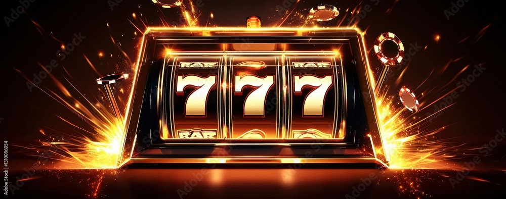 Celebration of victory with the iconic 777 jackpot display.
