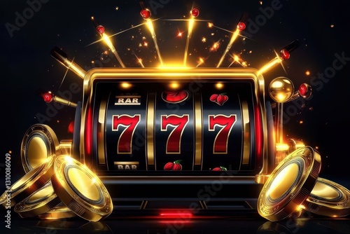 Classic 777 symbols decorate the slot machine for an exciting ambiance. 