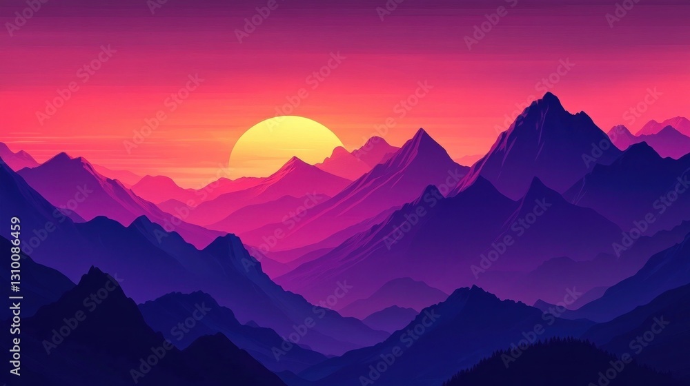 Obraz premium Vibrant sunset over majestic mountains (1)