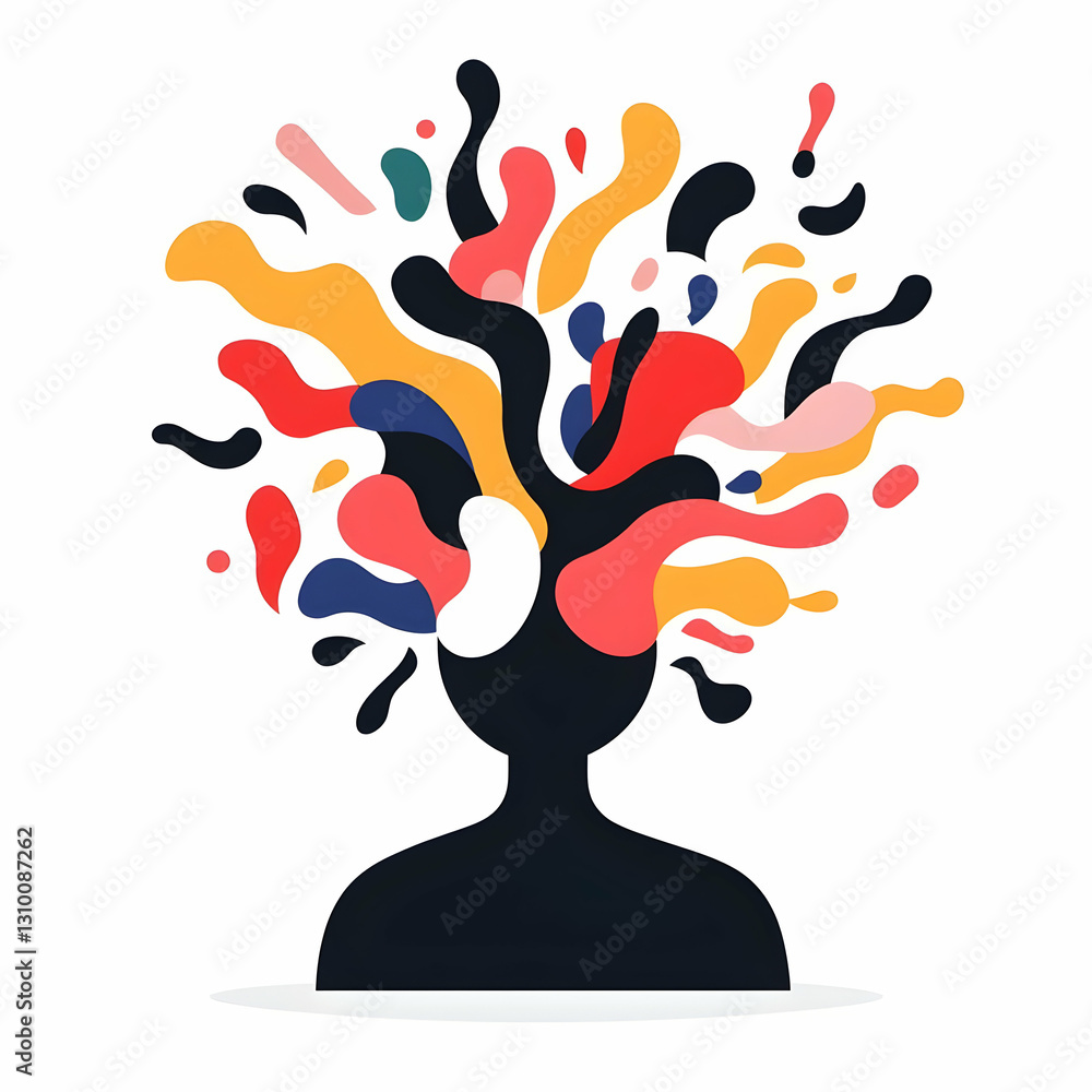 Obraz premium Abstract Representation of Creative Mind with Colorful Shapes