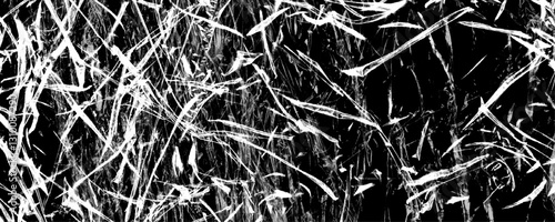 Scratched Grunge Urban Background Texture Vector. Abstract black white image with long and short intermittent liquid lines made by brush. Brushed metal spotted cracked abstract background grunge.