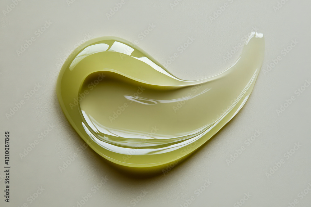 Minimalistic close-up of a single transparent gel swirl with a soft glow, representing skincare and hydration Minimalistic close-up of a single transparent gel swirl with a soft glow, representing skincare and hydration