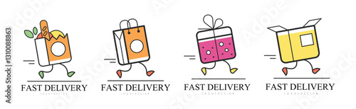 Fast Delivery Service Logo Design Template Vector Set