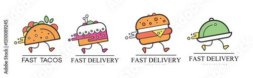Fast Delivery Service Logo Design Template Vector Set