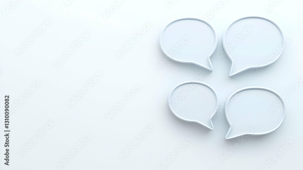 Empty Speech Bubbles on a Light Background for Communication Concept Empty Speech Bubbles on a Light Background for Communication Concept