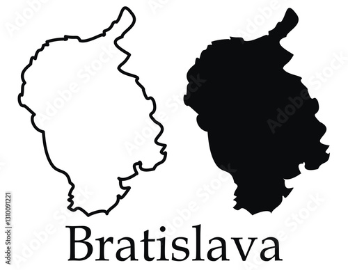 Photography Bratislava city map with black border outline vector