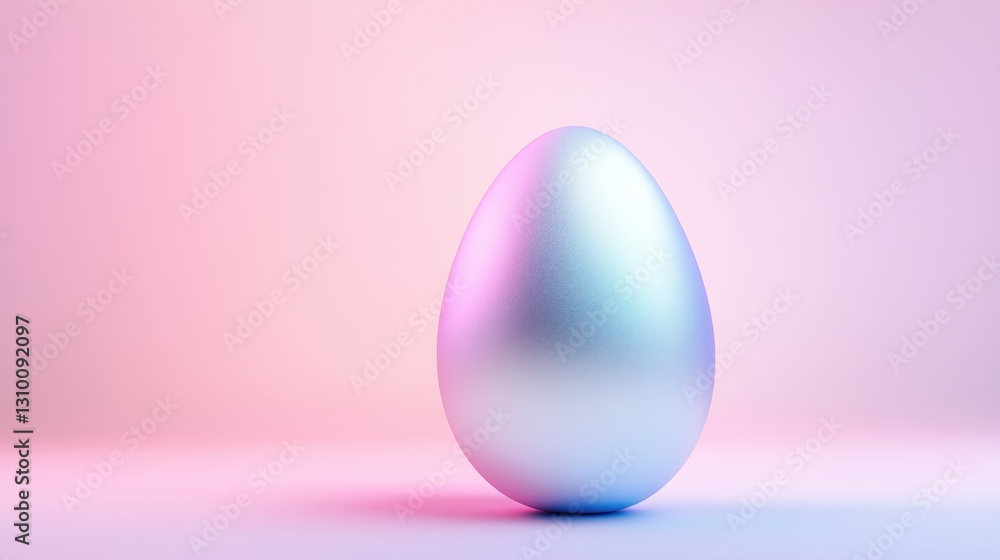 Glowing metallic egg on soft pastel background highlighting creativity in design and art Glowing metallic egg on soft pastel background highlighting creativity in design and art