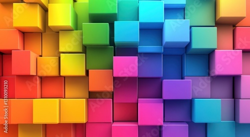 Fototapeta Naklejka Na Ścianę i Meble -  Colorful geometric cubes background, abstract design, vibrant colors