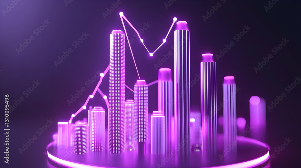 Vibrant Graph Visualization with Neon Lights on Dark Background Vibrant Graph Visualization with Neon Lights on Dark Background