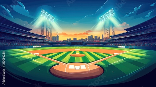 Wallpaper Mural Night baseball stadium, game, field, lights. Torontodigital.ca