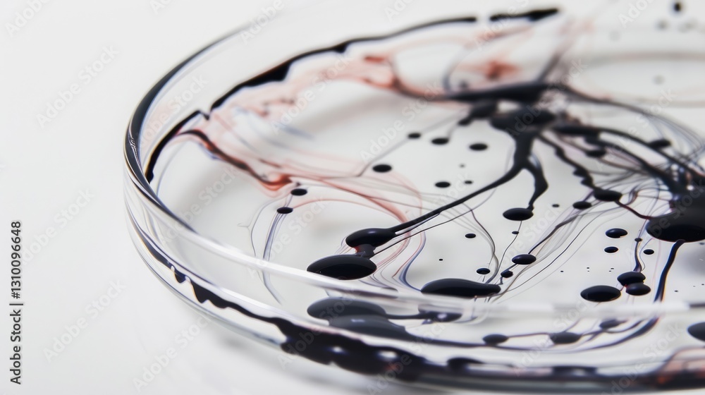 Abstract ink fluid dynamics in transparent circular glass vessel Abstract ink fluid dynamics in transparent circular glass vessel