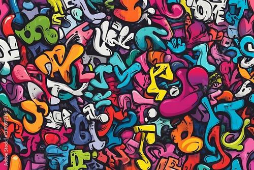 Wallpaper Mural Vibrant graffiti pattern on concrete wall embodies dynamic street art effectively vivid  
 Torontodigital.ca