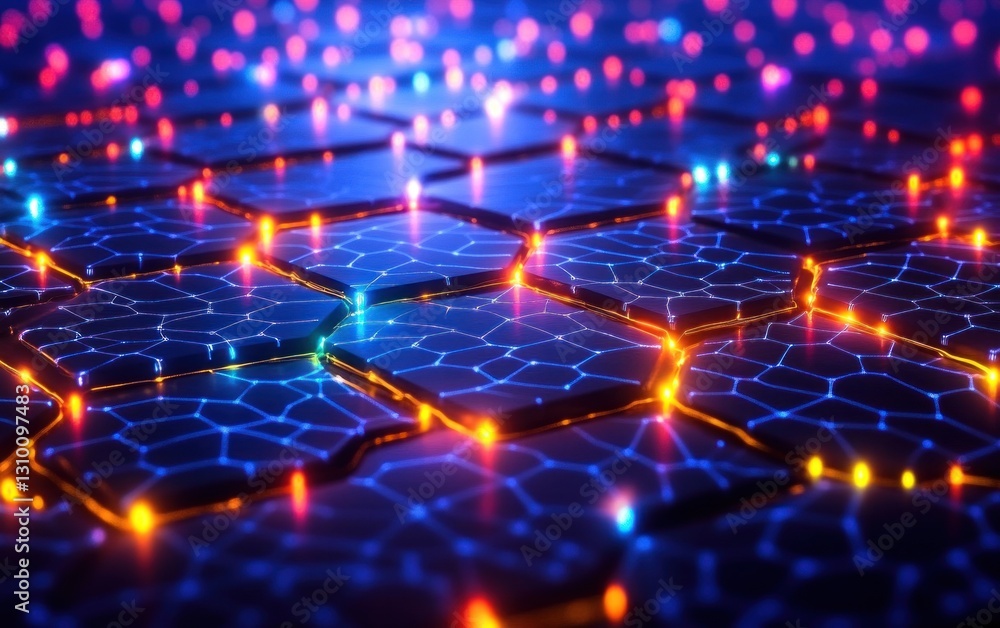 Obraz premium Abstract glowing hexagonal network.