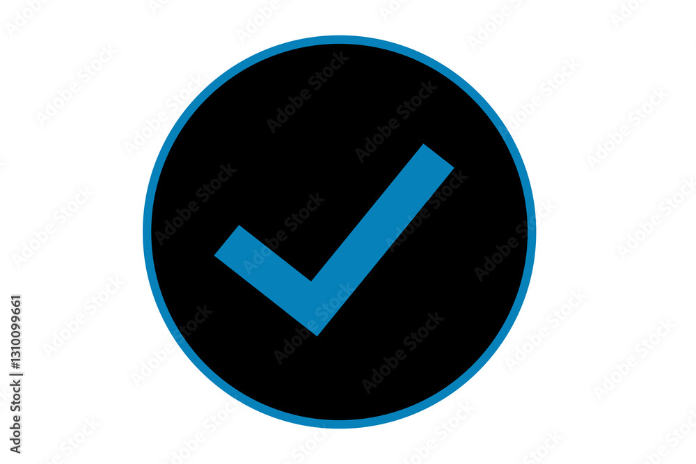 blue check mark icon on black round circle background blue check mark icon on black round circle background