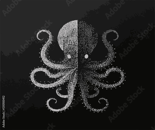 pointilize octopus illustration