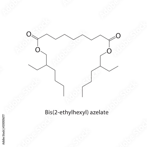 Bis(2-ethylhexyl) azelate skeletal structure .Ether compound schematic illustration. Simple diagram, chemical formula.