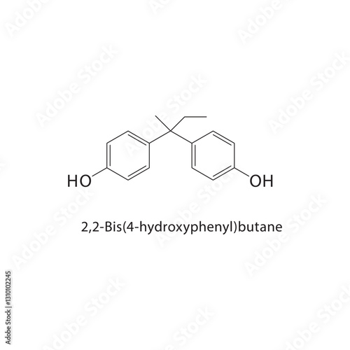 2,2-Bis(4-hydroxyphenyl)- butane, Bisphenol B skeletal structure .Bisphenol compound schematic illustration. Simple diagram, chemical formula.
