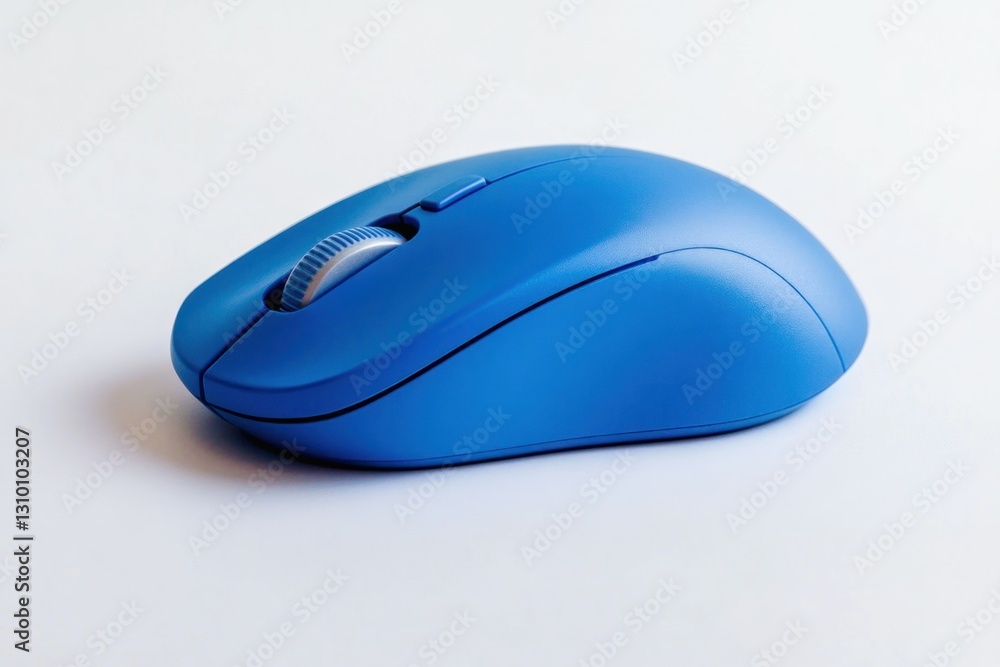Blue Wireless Computer Mouse on White Background for Technology Use Blue Wireless Computer Mouse on White Background for Technology Use