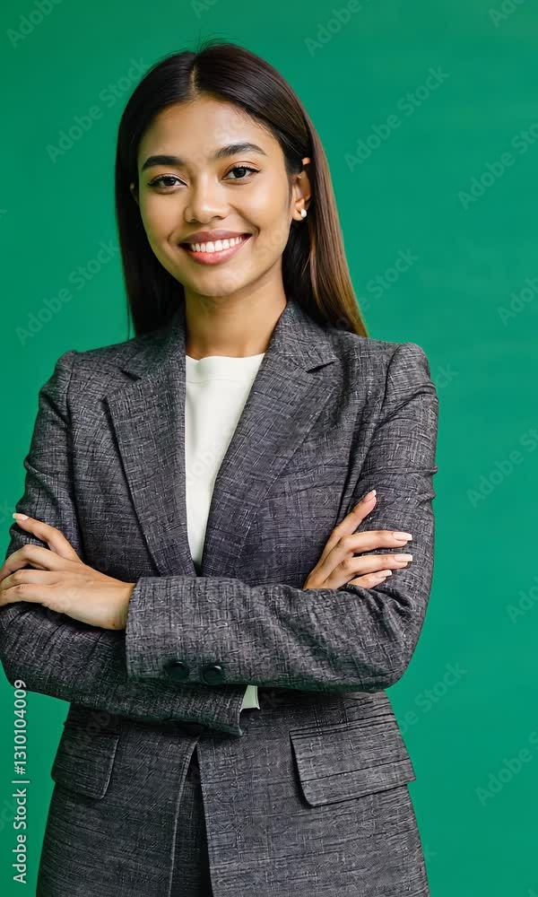 Confident Smiling Businesswoman in Professional Suits Posing with Arms Crossed Against Green Chroma Background – Corporate Leadership, Success, and Empowerment Concept
Confident Smiling Businesswoman in Professional Suits Posing with Arms Crossed Against Green Chroma Background – Corporate Leadership, Success, and Empowerment Concept